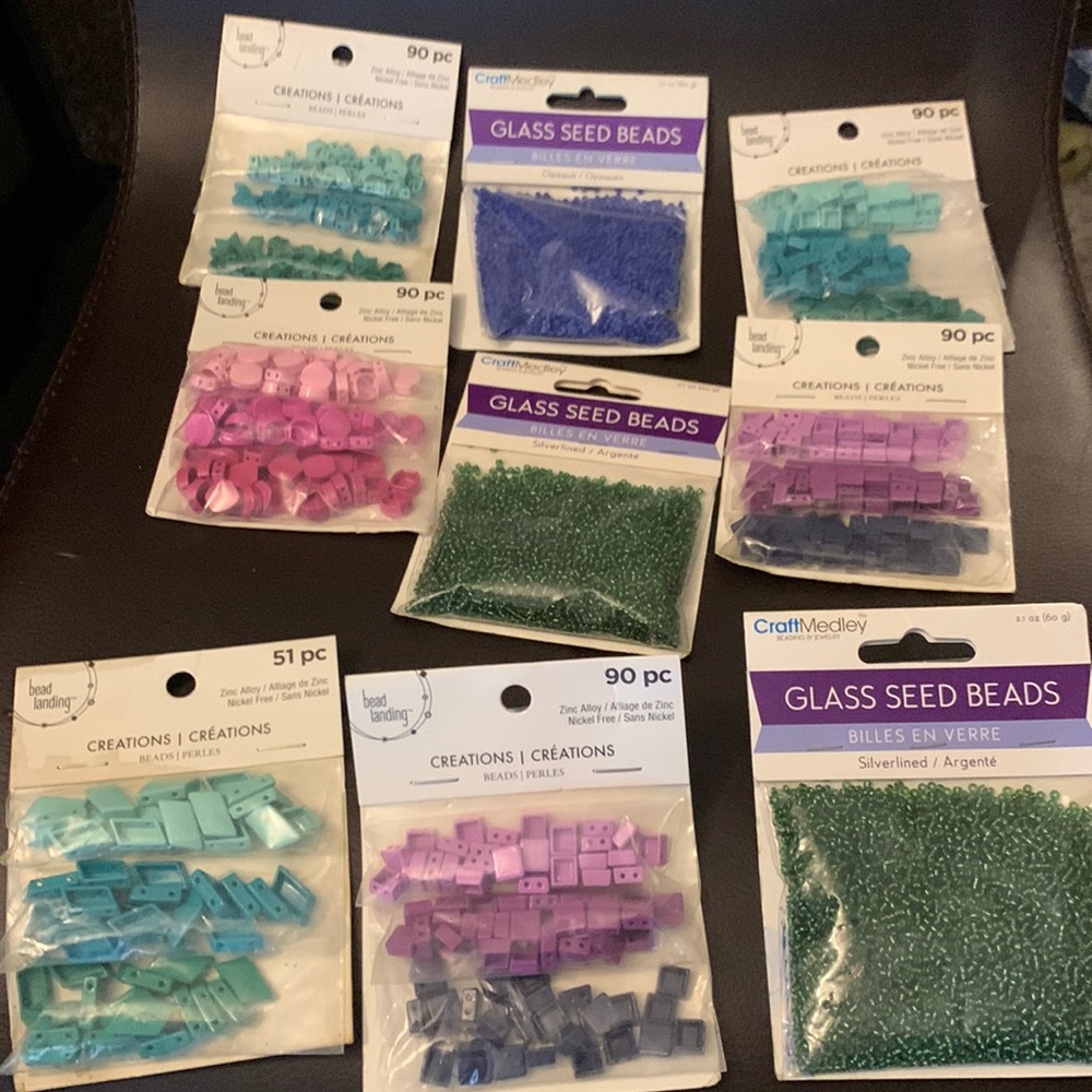 9 bags of various crafting beads